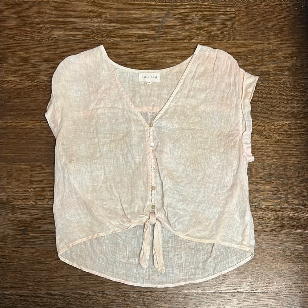 Bella Dahl Cream Cap Sleeve Tie Front Blouse